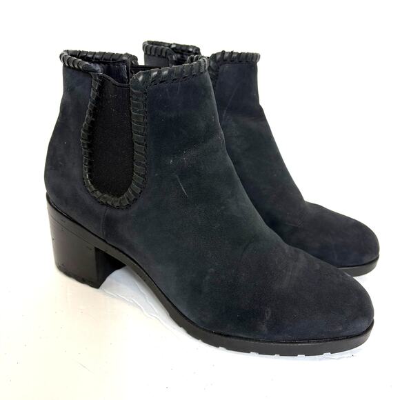 Jack Rogers - Pippa Black Leather Pull On Chelsea Heeled Boots - Women's 8.5* - Picture 1 of 8